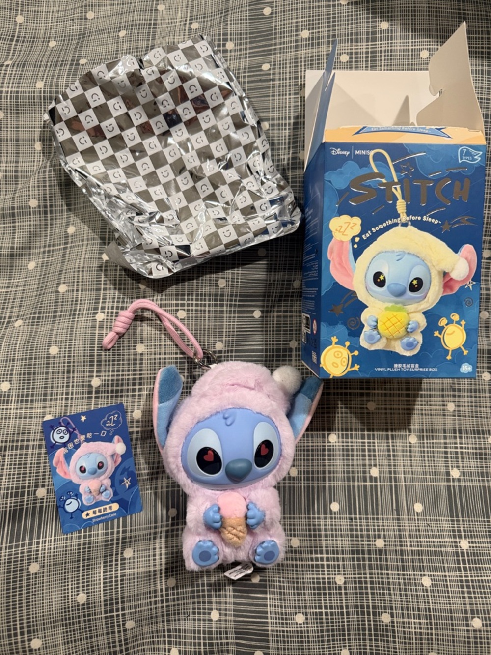 Disney Pink and Blue Stitch Mini Plush Keychain - Soft Clip Charm